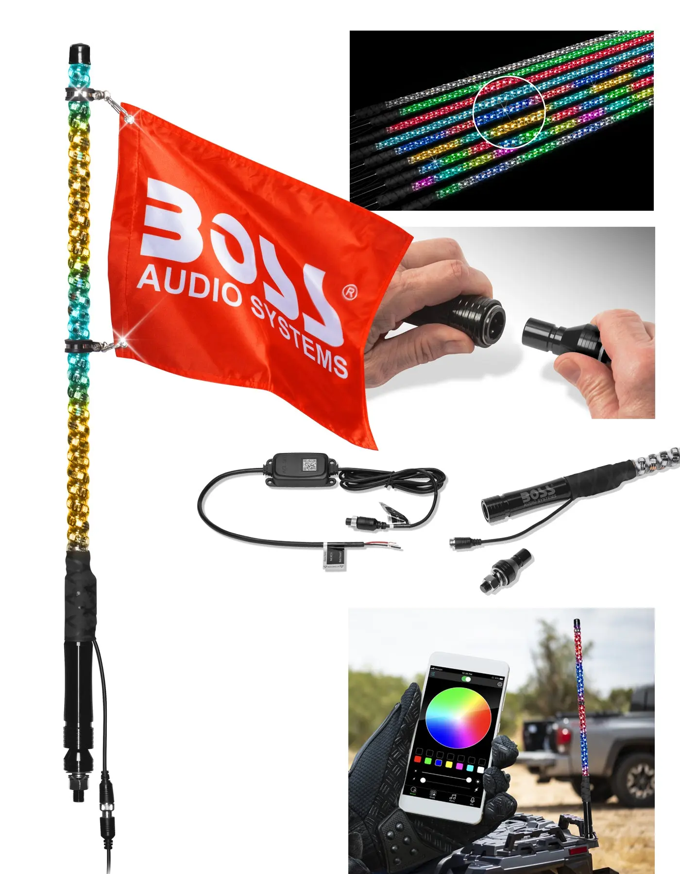 2' RHB Led Whip W/ Bluetooth Controller - Boss Audio