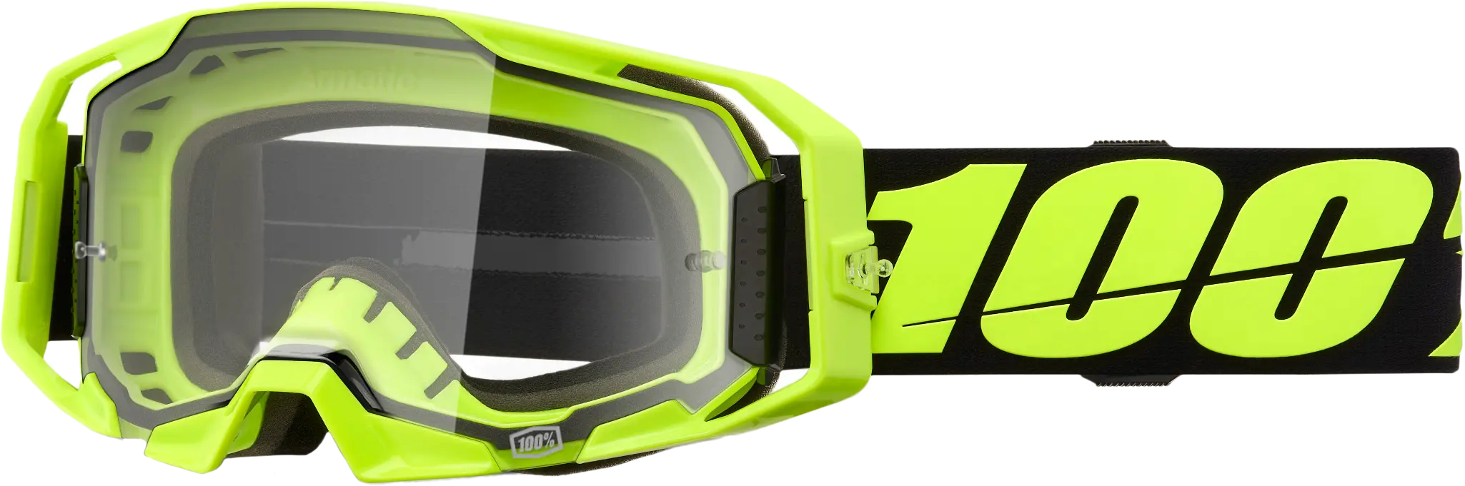100% Armatic Goggle Neon Yellow with Clear Lens