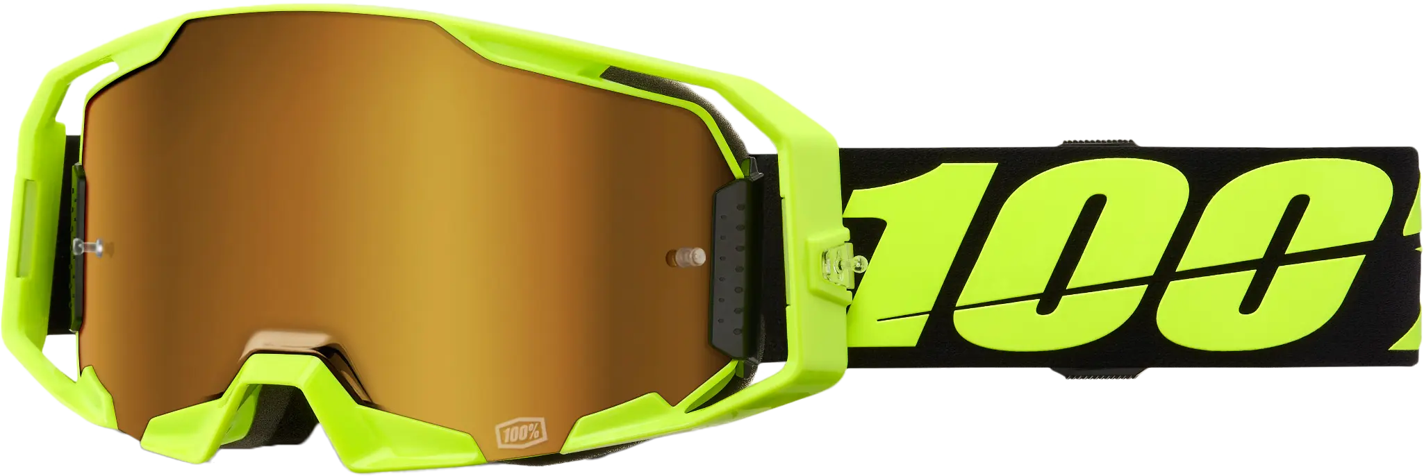100% Armatic Goggle Neon Yellow with Mirror True Gold Lens