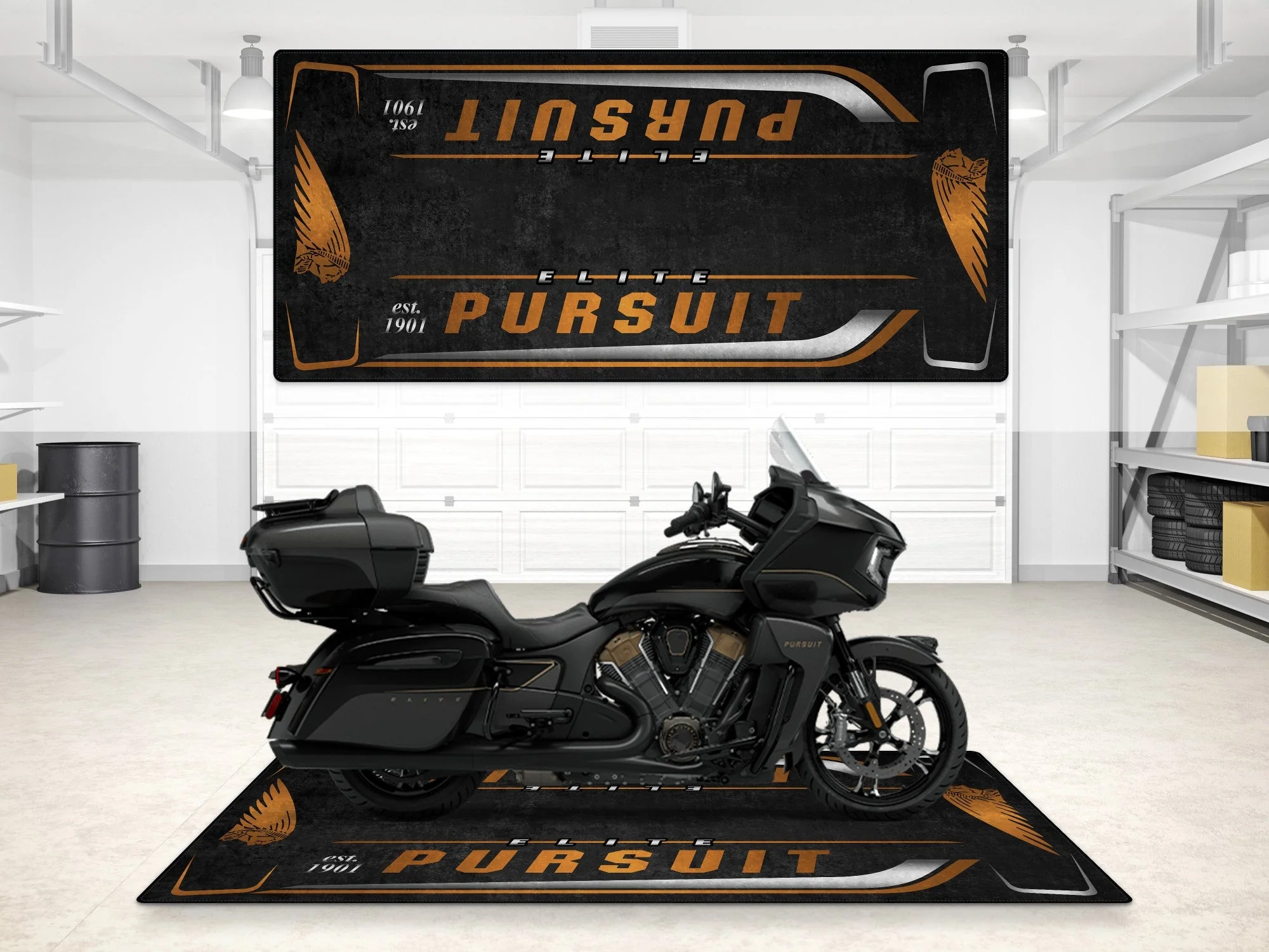 Designed Pit Mat for Indian Pursuit Elite Motorcycle - MM7340