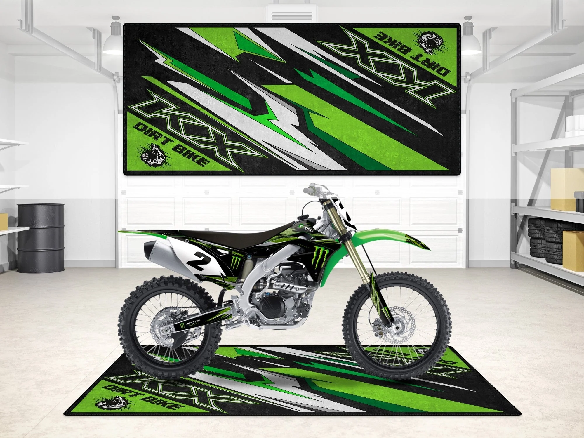 Designed Pit Mat for Kawasaki KX Motorcycle - MM7252