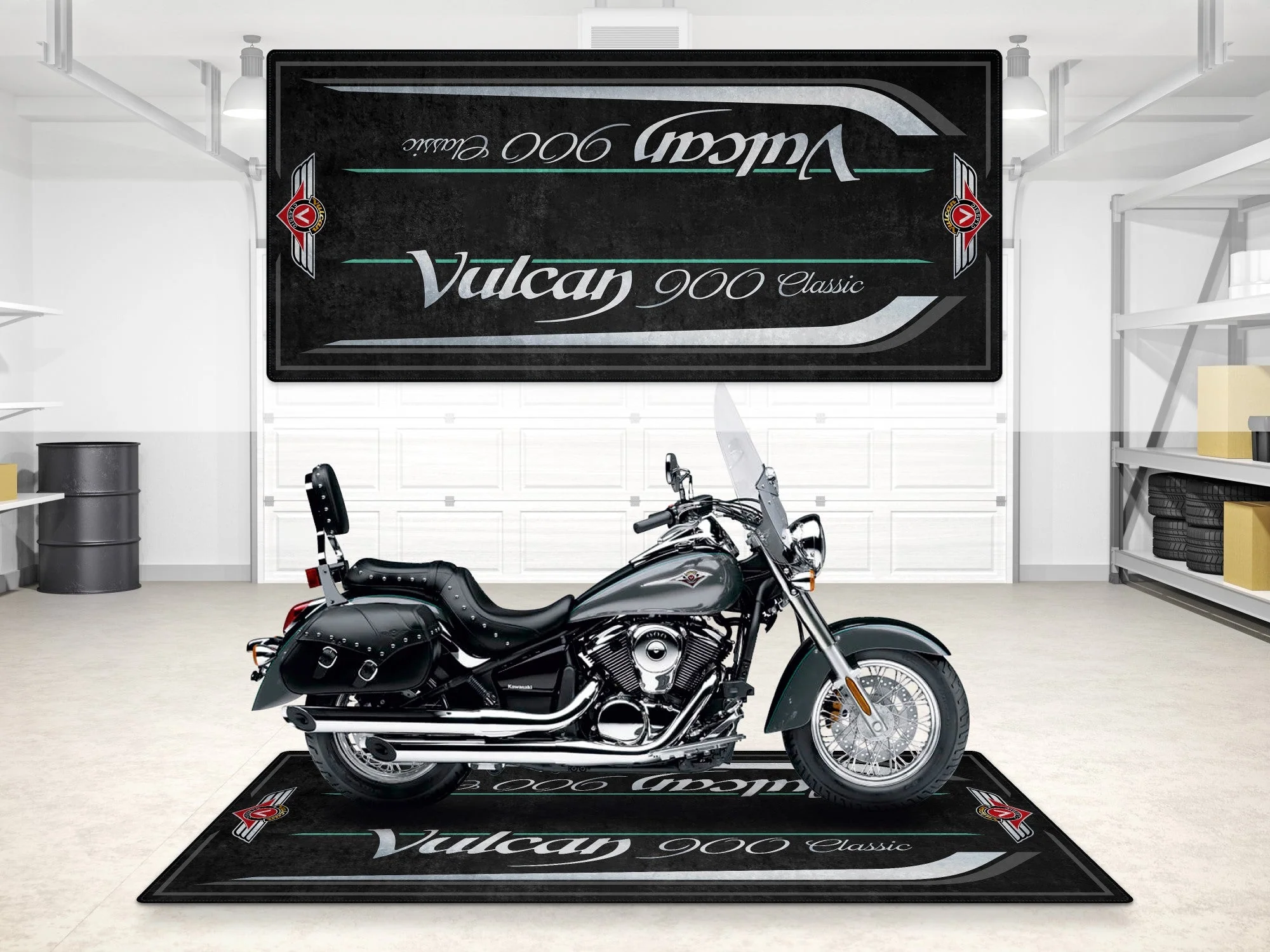 Designed Pit Mat for Kawasaki Vulcan 900 Classic LT Motorcycle - MM7428