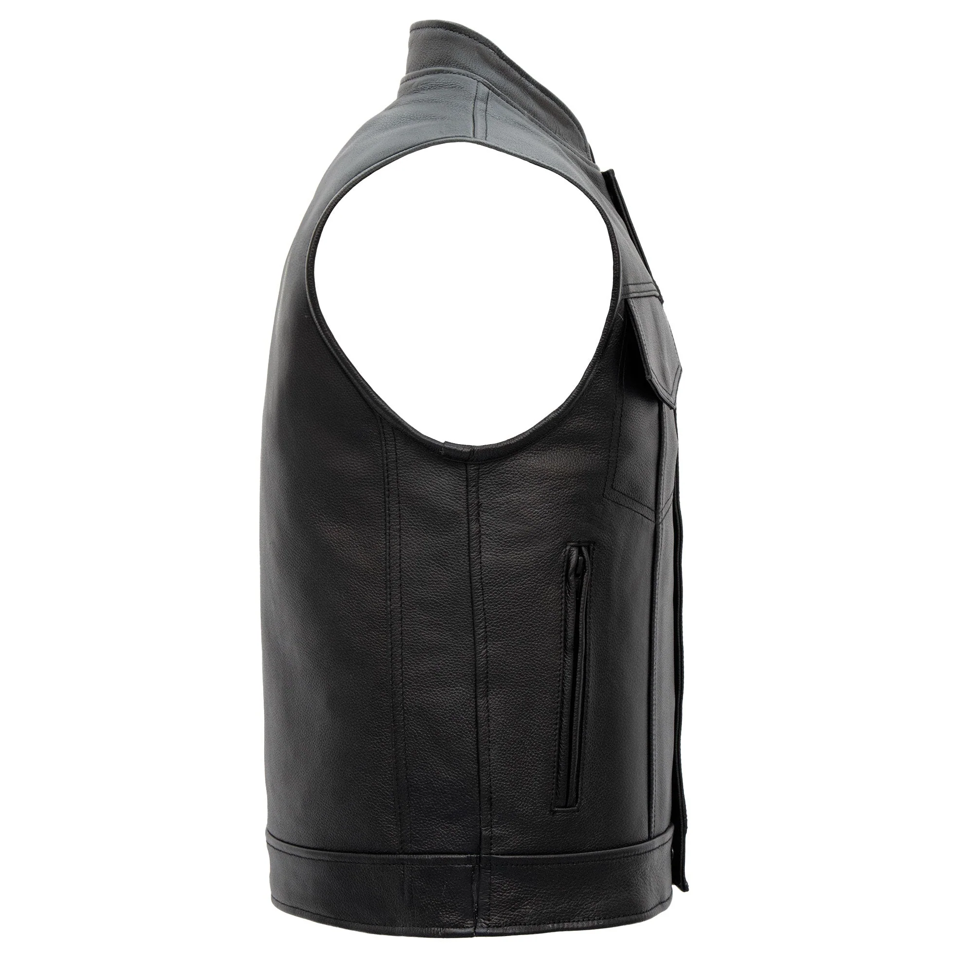 Hot Leathers VSM1058 Men's Black 'Camo Flag' Motorcycle Club Style Conceal and Carry Leather Biker Vest - Image 7