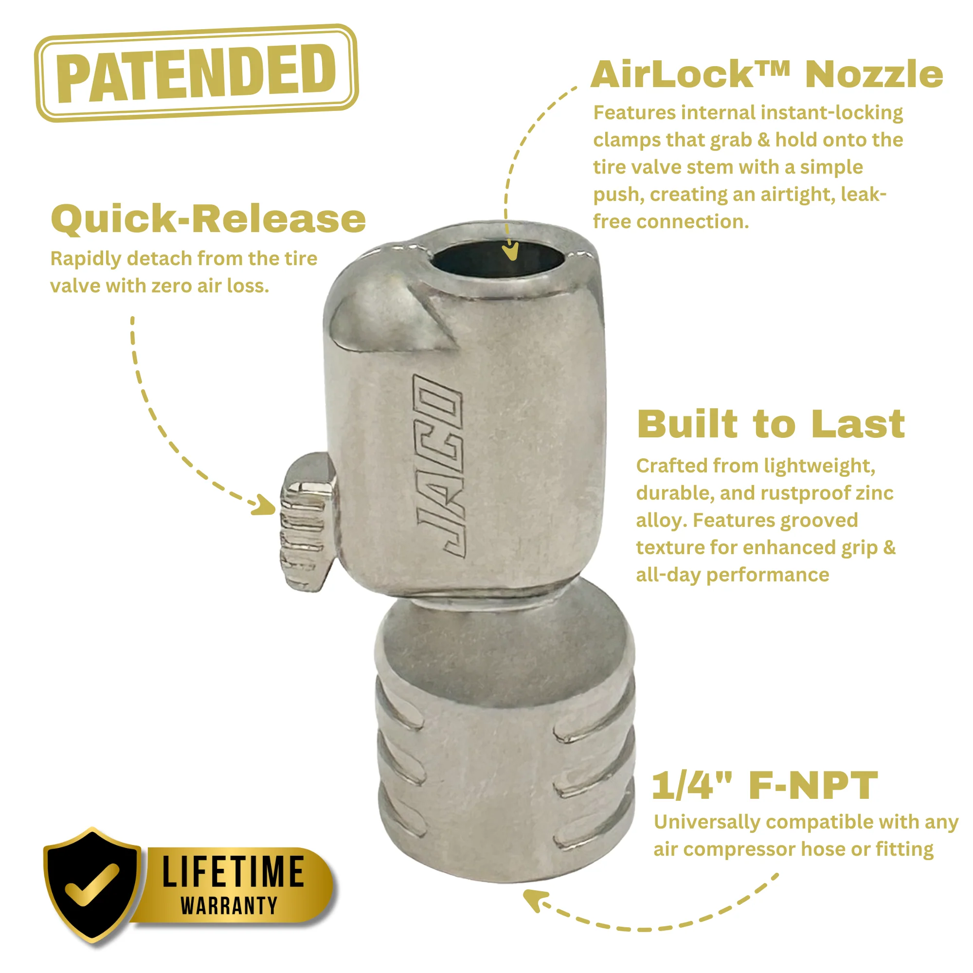 Lightning™ S-Series Tire Air Chuck | Open Flow, 1/4" F-NPT (2 Pack) - Image 2