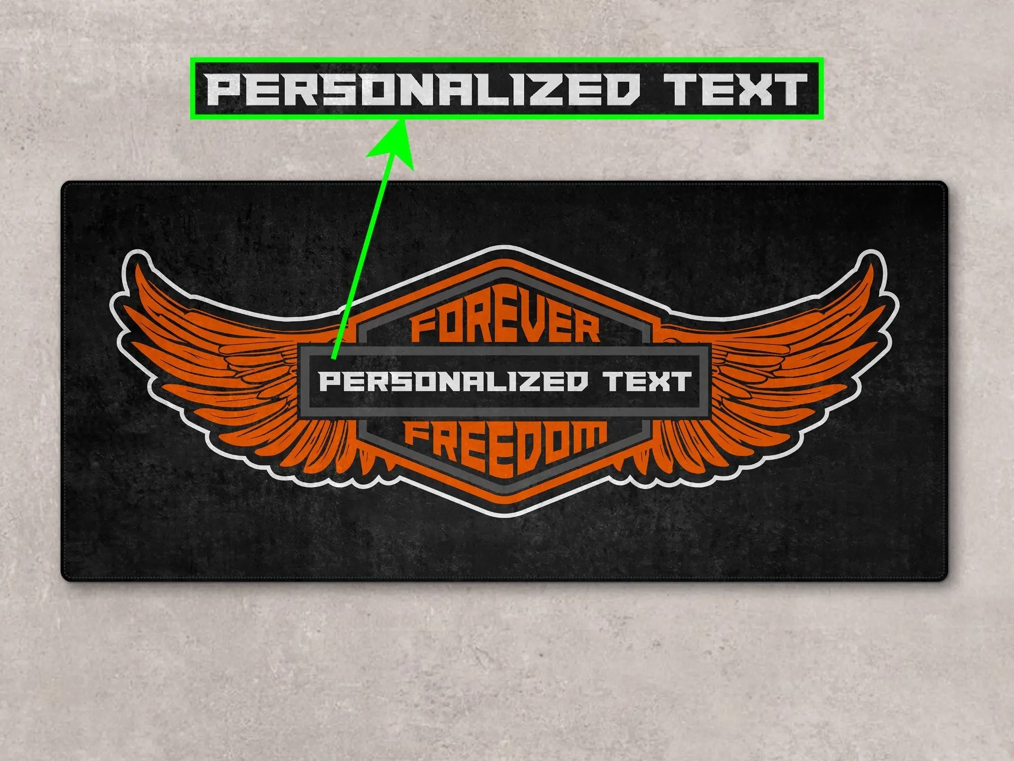 Motorcycle Mat for Cruiser - Touring - Sport Motorcycle Wings " Forever The Power of Freedom " - MM7102 - Image 4