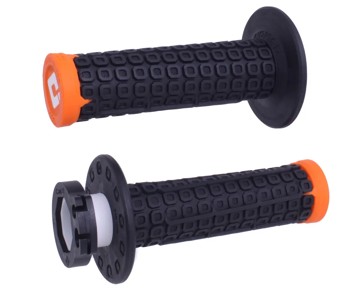 Nomad V2 Lock-On Grips - Black/Orange/Orange ODI Off-Road Grips with D30 Vibration Damping