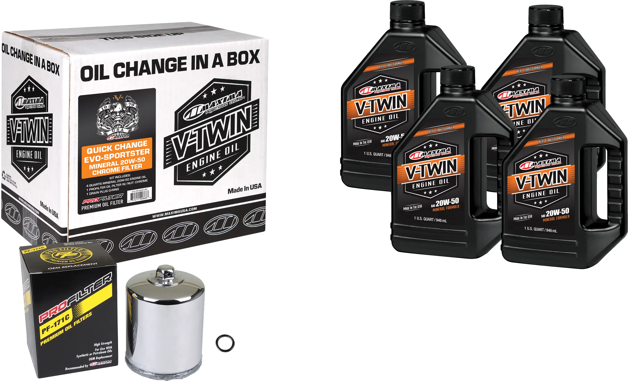 MAXIMA V-Twin Quick Change Kit Evo Mineral Chrome Filter